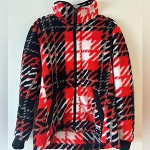 The North Face Jacket Women Full Zip in Red, Black & White Houndstooth